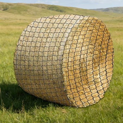 5x5 FT Heavy Duty Slow Feed Hay Net, 1.57-Inch Knotless Weatherproof Nylon Hay Net for Horses, Cattle, Goats, Sheep & Livestock, Outdoor Round Bale Feeder to Reduce Waste
