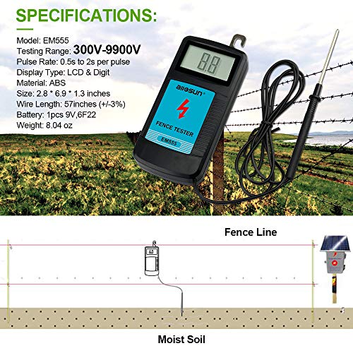 allsun EM555 Digital Electric Fence Tester Fault Voltage Meter GK13 Non-Contact Voltage Tester for Christmas Light Repairing Tool