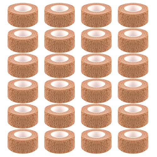 24 Pack Self Adherent Cohesive Wrap Bandages 1 Inches X 5 Yards,First Aid Tape, Elastic Self Adhesive Tape, Athletic, Sports wrap Tape, Bandage Wrap for Sports, Wrist, Skin Colour Athletic Tape - size: 24 Count (Pack of 1)