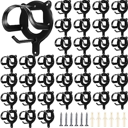 Silkfly 36 Counts Horse Bridle Hooks for Tack Room Black Bridle Racks Metal Horse Tack Storage Halter Hangers Bracket Holder with Tubes and Screws Horses Barn Supplies