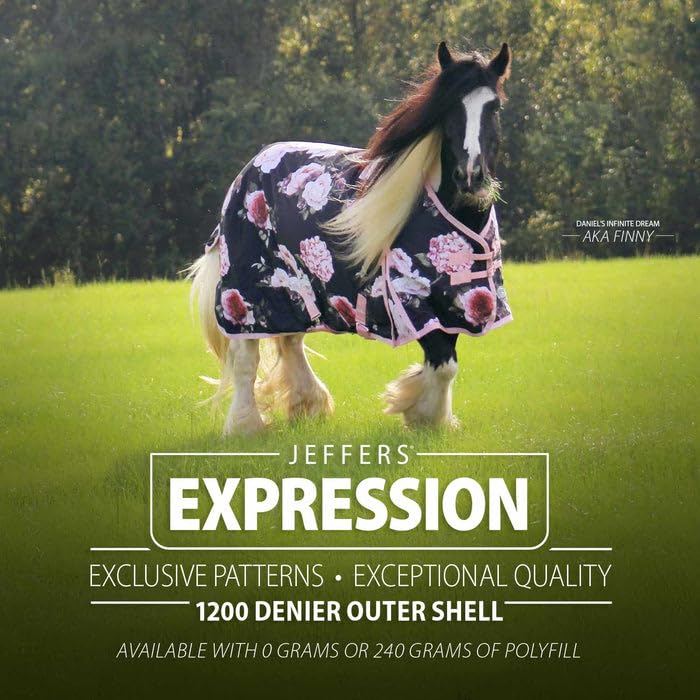 Jeffers Expression 1200 Denier Standard Neck Turnout Blanket, Rose Garden, 78" - Waterproof, Breathable Horse Blanket with 240 gram of Polyfill, Ideal Protection for Winter, Medium Weight