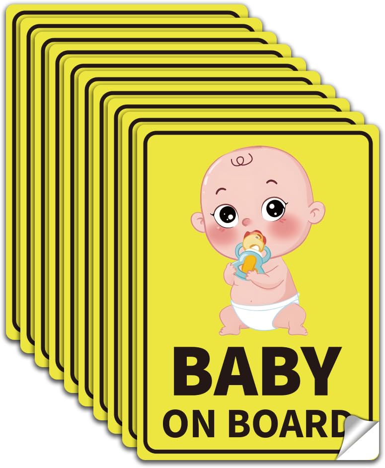 WADORN 10Pcs Infant on Board Sticker, New Born Safety Warning Sign Removable Safety Sticker Notice Board Waterproof Infant in Car Vinyl Decals for Car Rear Side Windows Bumpers 7.08x5.12 Inch - style: Infant On Board