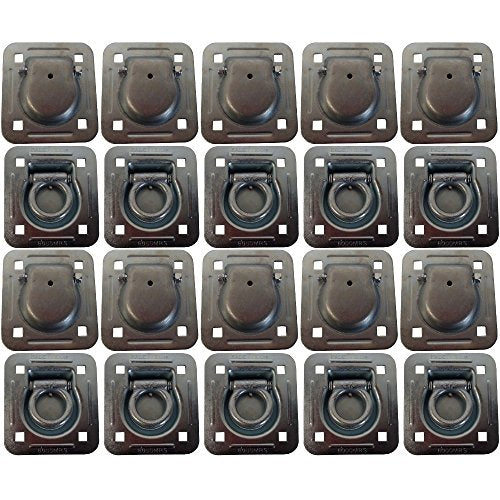 20pk Flush Mount Recessed Ring Trailer Cargo Tie Down D-Rings 6000 lbs