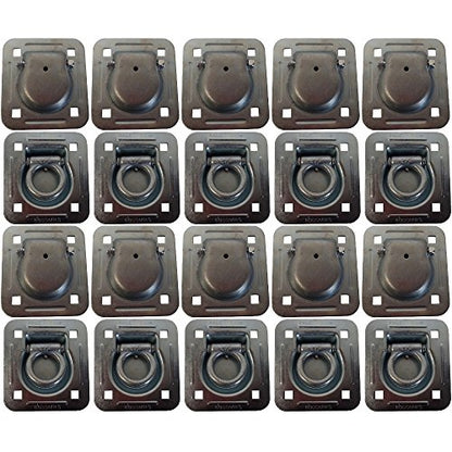 20pk Flush Mount Recessed Ring Trailer Cargo Tie Down D-Rings 6000 lbs