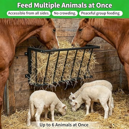 Wall Mount Hay Rack for Goats, Sheep, Horses – Heavy Duty 16 Gallon Livestock Hay Feeder, Hanging Blanket Holder with Rust Resistant Coating, Space Saving Farm Goat Feeder for Indoor, Outdoor Use - size: 16 Gallon