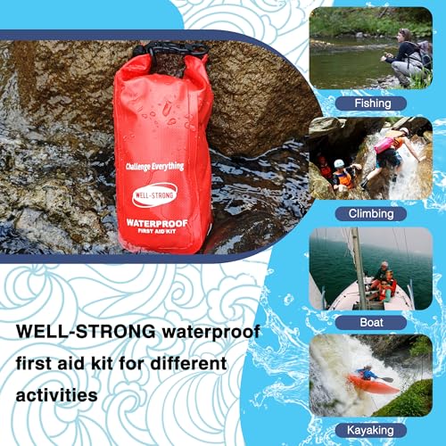 Waterproof First Aid Kit Roll Top Boat Emergency Kit with Waterproof Contents for Fishing Kayaking Boating Swimming Camping Rafting Beach Red - color: Ws011-red