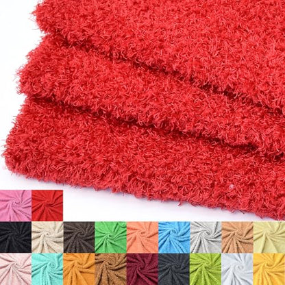 Surf turtle Red Curly Teddy Fleece Faux Fur Fabric 36" x 59" - color: Red, size: 36 x 59 inches