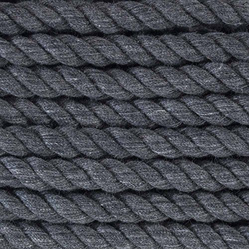 Super Soft 3 Strand Twisted Cotton Rope (Dark Gray, 1/2 Inch x 10 Feet) - color: Dark Gray, size: 10 Feet X 1/2 Inch