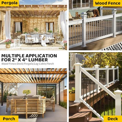 Deck Railing Concealed Brackets,DIY Woodwork Concealed-Flange Hanger for 2" x 4”(Actual:1.5" x 3.5") Wood Beam,U-Shaped Joist Hanger Bracket for Wood Fence,Deck Handrails,Staircase - 12Pack