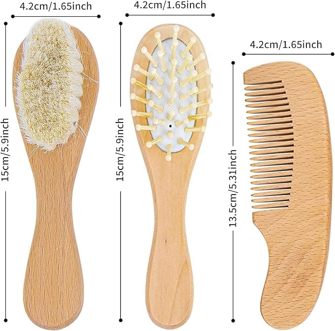Personalized Baby Brush and Comb Set Custom Cradle Cap Brush Personalized Baby Gifts Baby Hair Brushes Set for Newborns Girls Boys Newborns Toddler Baby Grooming Kit (Design 1) - color: Design 1