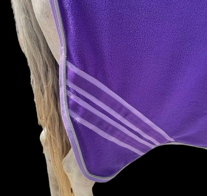 Majestic Ally Anti Pill Fleece Horse Blanket/Sheet with Silver Braided Rope (Purple, 70) - color: Purple, size: 70