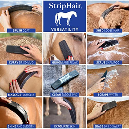 Horse Grooming Kit 8-piece The Gentle Groomer 6-in-1 Shed Groom Massage Tool & Pouch, 2 Packs Bamboo Cloth Wipes, 2 Coat Cleaners, Tote Bag