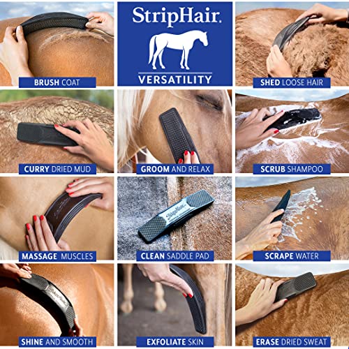 StripHair Gentle Groomer Horse Dog Brush Shedding Grooming Massage, red