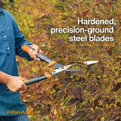 Fiskars 23" PowerGear2 Garden Hedge Shears, Hedge Clippers, 10" Blades | PowerGear2 Technology Multiplies Power for Less Effort, SoftGrip Handles and Shock-Absorbing Bumpers - style: 23" PowerGear2