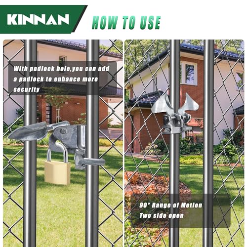 1 Pack KINNAN Chain Link Fence Butterfly Gate Latch, Galvanized Steel Butterfly Gate Latch for 1-3/8" Gate Frame and 2-3/8" Gate Post, Fence Gate Latch with Padlock Hole