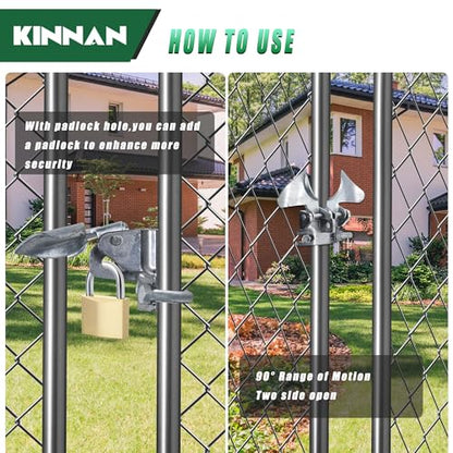 1 Pack KINNAN Chain Link Fence Butterfly Gate Latch, Galvanized Steel Butterfly Gate Latch for 1-3/8" Gate Frame and 2-3/8" Gate Post, Fence Gate Latch with Padlock Hole