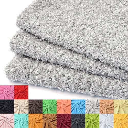 Surf turtle Light Grey Curly Teddy Fleece Faux Fur Fabric 36" x 59" - color: Light Grey, size: 36 x 59 inches