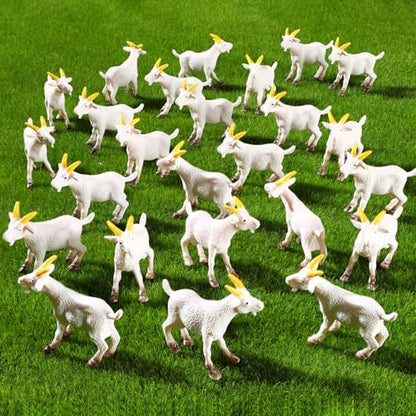 Foilswirl 50 Pcs Mini Goat Figurines Miniature Resin Farm Animal Figurines Set for Decorating Outdoor Micro Landscape Mini Gardens Potted Plant Accessories and Creative DIY Props Cake Topper (Goat)