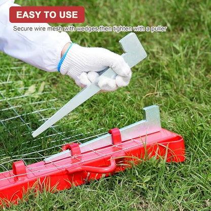 6ft Woven Wire Fence Stretcher Bar with 7 Wedges, Heavy-Duty Carbon Steel Fence Stretcher Tool Wire Puller, Red Anti-Corrosion Coating, 6.67ft Length, Ideal for Farms, Ranches & Outdoor Fencing - size: 6 Feet