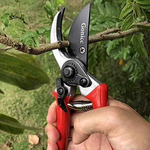 gonicc 8" Professional Sharp Bypass Pruning Shears (GPPS-1002) - color: Red Bypass Pruning Shears