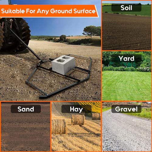 Driveway Drag 66" Width, 35" Length, 4" Height, Tow Behind Drag Harrow, Garden Lawn Tractor Attachable, Steel Head, Garden Rake