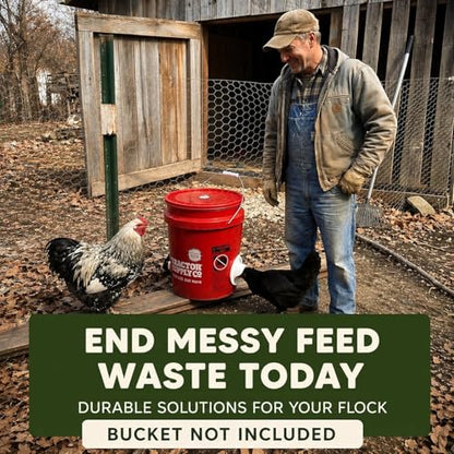 Poultry Pro Feeder DIY Port PVC Gravity Fed Chicken Feeder 4 Ports and Hole Saw | Use for Buckets, Barrels, Bins, Troughs | Rain Proof, Weather Resistant, No Waste Chicken Feeders - style: Original Feeder 4 Pack