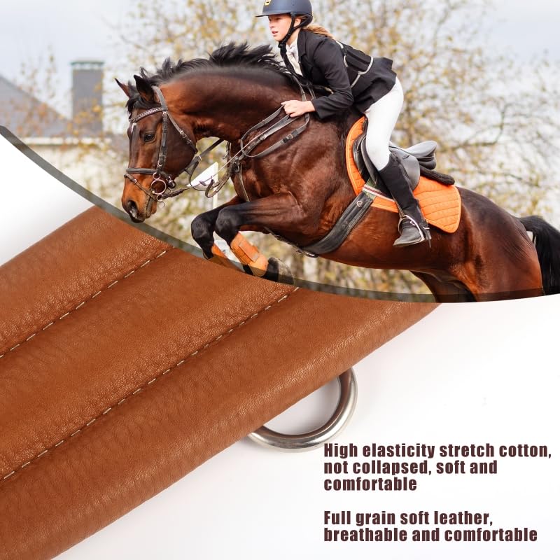 Jeereal Leather English Jumping Girth for Horse Riding,Premium Obstacle Training Girth,Heavy-Duty Equestrian Equipment - size: 48"