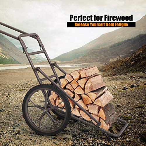 Goplus Folding Deer Cart, 500LBS Deer Hauler with Big Rubber Wheels, Heavy Duty Metal Hunting Game Cart for Animals, Firewood, Hiking, Fishing - style: 23" x 51" x 37.5"