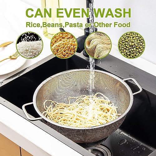 Gulex Stainless Steel Colander Set, Kitchen Strainer, Dishwasher Safe - size: 3QT+5QT