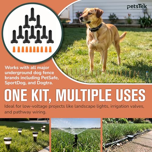 PetsTEK 5 Pack Direct Bury Waterproof Wire Splice Kit, Wire Nut Electrical Connectors for Wire Break Repair, Compatible with PetSafe, SportDog, Dogtra In-Ground Dog Fence Systems, Made in USA - size: Pack of 5