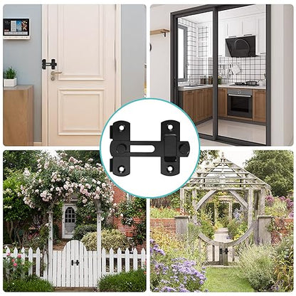 2pcs 180° Degree Flip Sliding Barn Door Locks and Latches, Sliding Barn Door Locks, Black Gate Latch Bolt Buckle Lock for Barn Door, Pet Door, Bathroom, Garage, Window, Sliding Door Lock | Pet Bathroom Garage Window Privacy Hardware Security Accessory - s