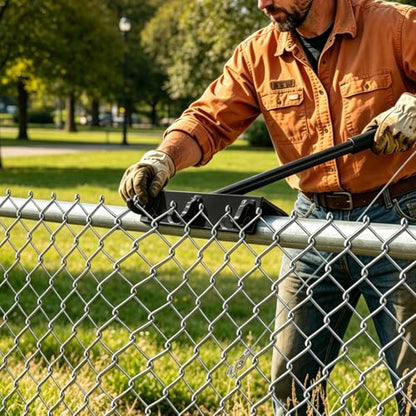 Heavy Duty Chain Link Fence Top Rail Stretcher Tool with 3 Hooks - color: Black