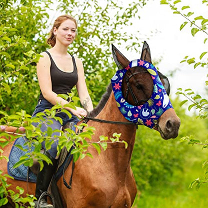 Frienda 4 Pcs Horse Fly Mask with Ears Mesh Comfort, Geometric, Medium - size: Medium