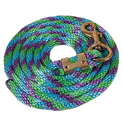 Mustang Poly Lead Rope 9ft. with Bolt Snap - color: Grn/Prpl/Trq