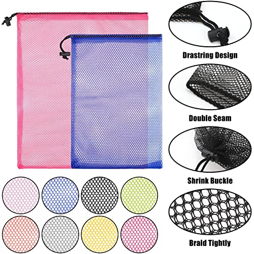 24 Pcs Mesh Bags Drawstring Mesh Laundry Bag Stuff Sack Nylon Bags Camping Nylon Bag with Drawstring Cord for Toys