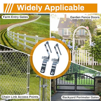 2-Pack T-Post Gate Hinge Kit for Chain Link Fence,1-5/8" Female Hinge Pins | Galvanized Steel, 200+° Swing with Hardware, Easy Installation Suitable for Farm Gates,Ggarden Fences