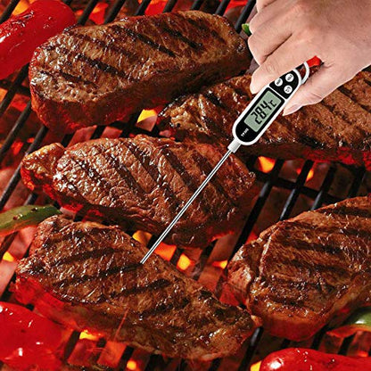 Digital Meat Food Thermometer for Cooking Kitchen BBQ, Probe Instant Read Thermometer with Long Probe for Candy Candle Milk Yogurt Deep Fry Roast Baking Temperature (Pack of 2) - size: 24.4 x 2.5 x 1.5 cm (Pack of 2)