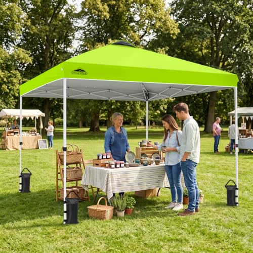 EAGLE PEAK 10x10 Pop Up Canopy Tent Easy Up Canopy Outdoor, Neon Green - color: Neon Green, size: 10x10