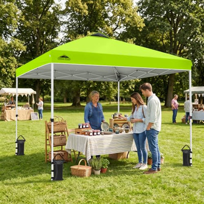 EAGLE PEAK 10x10 Pop Up Canopy Tent Easy Up Canopy Outdoor, Neon Green - color: Neon Green, size: 10x10