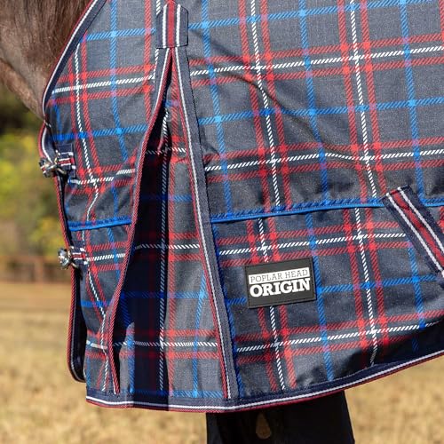 Jeffers Poplar Head 600 Denier Horse Turnout Blanket, 72" - Navy & Merlot - size: 72 in