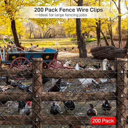 Fence Wire Mounting Clips – 200 Pack Stainless Steel Clamps with Screws – Compatible with 12-16 Gauge Wire and Wood Fence Posts - style: LS4