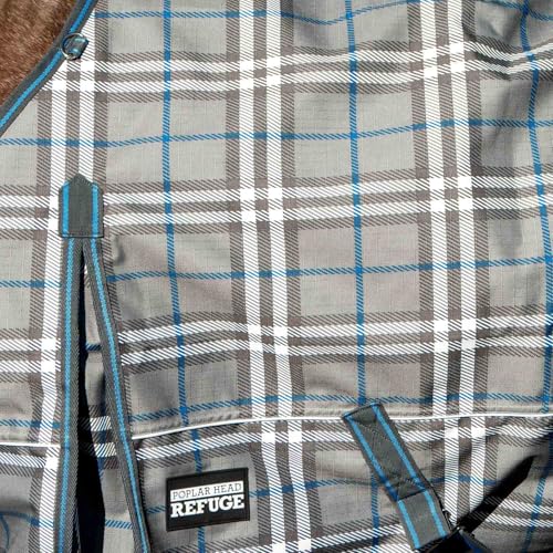 Jeffers Poplar Head Refuge 1200D, Hamilton Blue & Slate Plaid, 72" - Turnout Blanket, Waterproof, 240g Polyfill, Adjustable Chest, Belly Surcingles, Hind Leg Straps, Tail Flap, Horse Blanket - size: 72 in