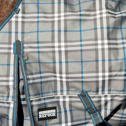 Jeffers Poplar Head Refuge 1200D, Hamilton Blue & Slate Plaid, 81" - Turnout Blanket, Waterproof, 240g Polyfill, Adjustable Chest, Belly Surcingles, Hind Leg Straps, Tail Flap, Horse Blanket - size: 81 in