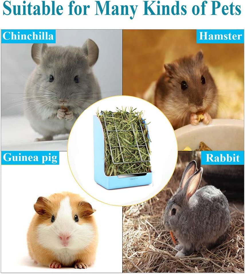 Rabbit Hay Feeder, Large Capacity Bunny Hay Rack for Rabbits, Guinea Pigs, Chinchillas, Small Animals, Hay Dispenser - color: Blue-1