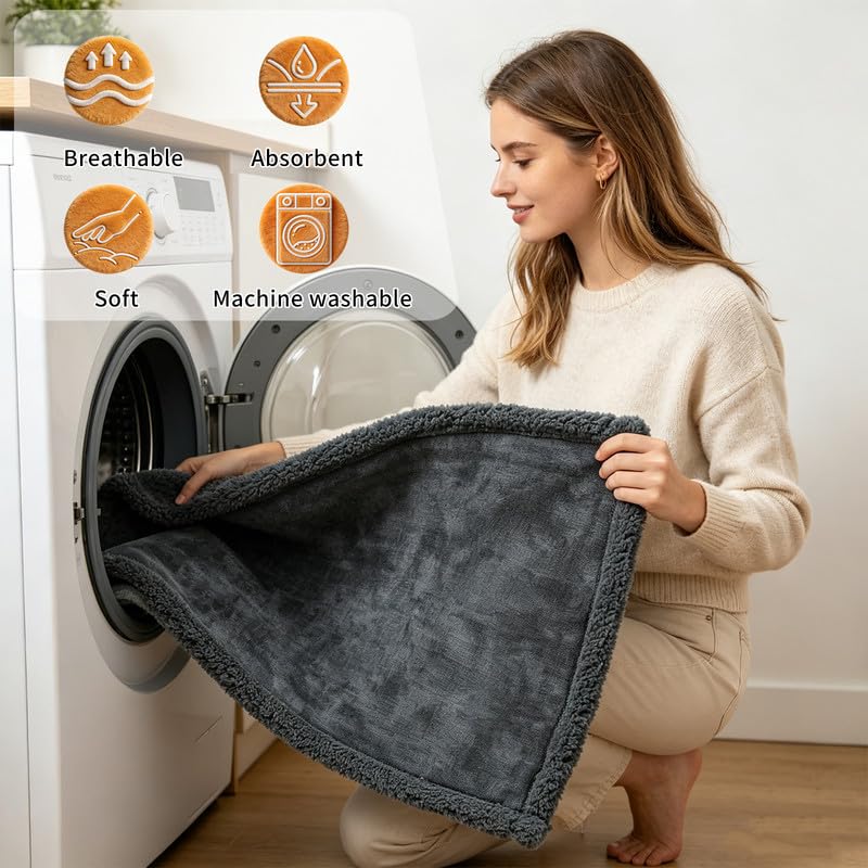 Waterproof Dog Blanket Reversible Pet Bed Cover Puppy Blankets Leakproof Sofa Couch Cover Cat Pet Blanket for Warm Fluffy Washable Grey Mat-M - color: Grey, size: M-100*145cm(40*57in)