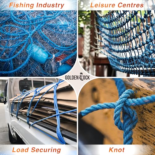 1102lbs Heavy Duty PP/Polyester/Nylon Rope, Blue, 1/4in X 98FT | Weather-Resistant & Waterproof Rope for Pool, Camping, Construction & Rigging Applications - color: Blue, size: 1/4in X 98FT