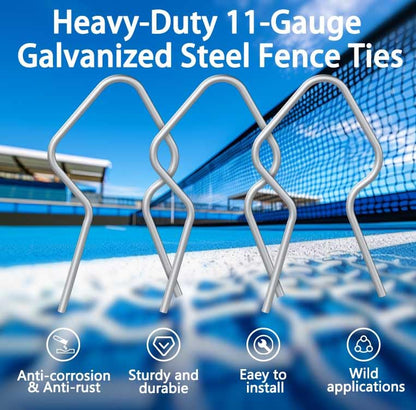 400 Pcs T Post Clips Kit, Metal Wire Fence Clip & 1 Drill Chuck, Galvanized Steel Tie Preformed T-Post Fence Clips 11 Gauge Fence Ties Fast Installation Farm Garden&Livestock Fencing T/U-Posts(Silver) - size: 400PCS