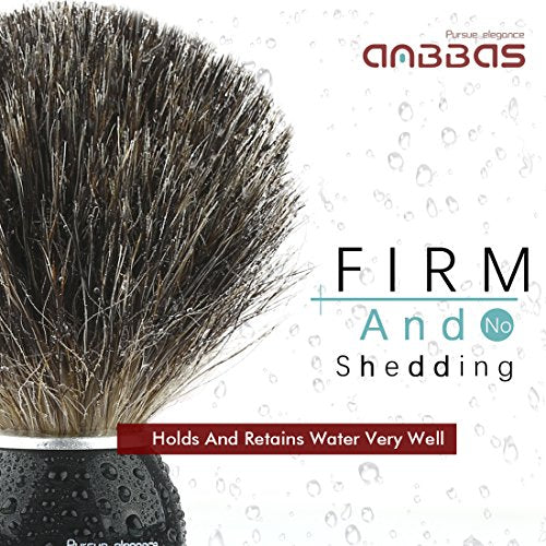 Anbbas Pure Badger Bristles Shaving Brush Black Wood Handle and Refill Soap Bar 100g,Stainless Steel Shaving Stand and Soap Cup Kit Perfect for Men | and Soap Bowl Stand Good Water Absorption Skin Friendly Lather No Shedding Easy To Clean Morning Personal