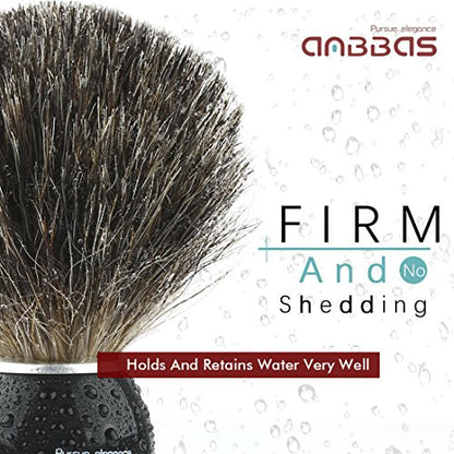 Anbbas Pure Badger Bristles Shaving Brush Black Wood Handle and Refill Soap Bar 100g,Stainless Steel Shaving Stand and Soap Cup Kit Perfect for Men | and Soap Bowl Stand Good Water Absorption Skin Friendly Lather No Shedding Easy To Clean Morning Personal