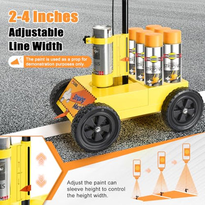 CAROD Striping Line Marking Machine, Parking Lot Striping Machine, Compatible with Professional Inverted Striping Spray Paint, Line Striper Machine for Fast and Accurate Marking, Yellow